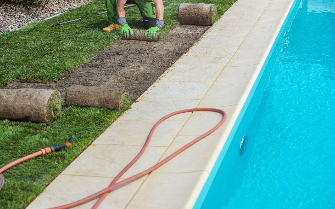 Can you put grass next to a pool